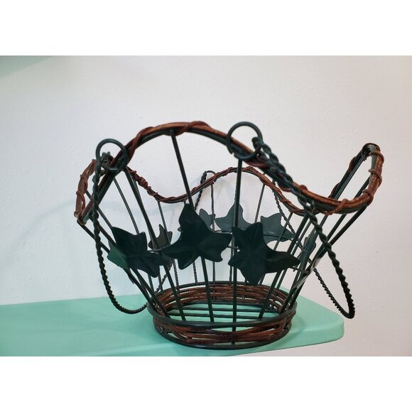 Ivy Metal and Twig Open Handled Basket, Callaway Style Basket - Picture 1 of 9